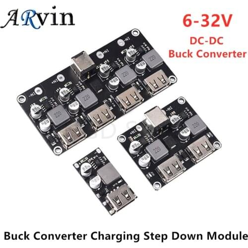 USB QC3.0 QC2.0 DC-DC Buck Converter Charging Step Down Module 6-32V 9V 12V 24V to Fast Quick Charger Circuit Board 3V 5V 12V