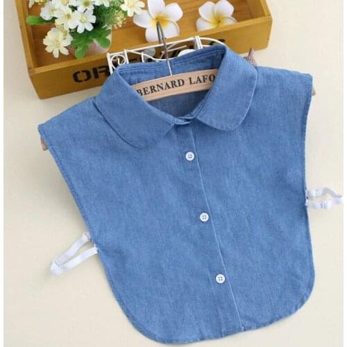Women Cotton Fake Collar Half Shirt Decor Ladies Shirt Fake False Collar For Women Solid Color Detachable Collar Lapel Faux Col