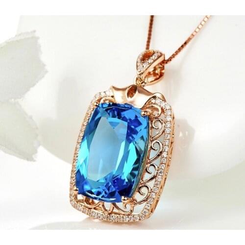 MENGYI Vintage Blue Square Crystal Zircon 9 2 5 Pendant Necklace For Women Rose Gold Necklace Wedding Valentines Best Gifts