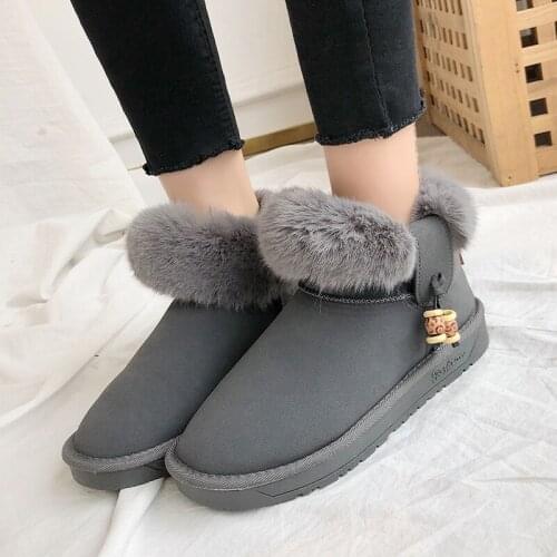 Snow Boots Cotton Shoes Female 2019 New Fashion Fur One Winter Short Tube Thick Warm Non-slip Student Short Boots