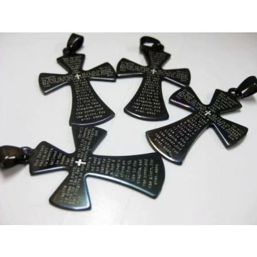 10 pcs Fashion Punk Stainless Steel Black Cross Pendant Women Men Gift Party