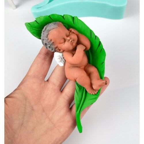 3D Baby Soap Candle Peonies Clay Mould Cake Decorating Silicone Mold