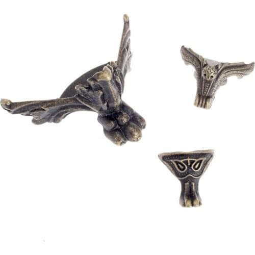 4Pcs/lot Antique Bronze Corners Owl Bat shape Brackets Wood Box Feet Brass protector Jewelry Gift Box Leg Deco Metal 3sizes