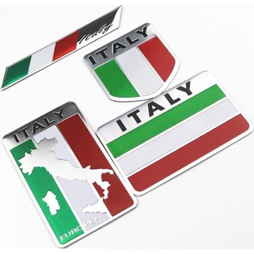 4pcs Car Styling Aluminum ITALY Italian Flag Car Sticker Emblem Badge Adhesive for Fiat Alfa Romeo Renault Ford Vw Accessories