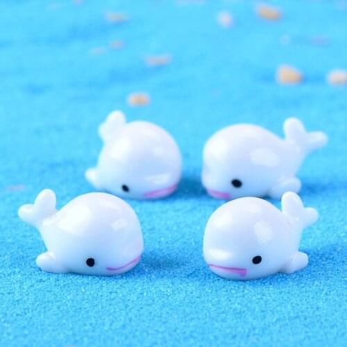 5PCS/Set Cute White Dolphin Animal Miniatures Fairy Garden Gnome Moss Terrarium Decor Crafts Bonsai Home Decoration Accessories