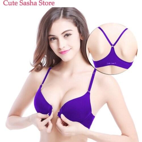 7 Colors Fashion Striped Bras Seamless Sexy Front Closure Bra Girlss Push Up Underwear Buckle Female Small Chest Bra Underwire