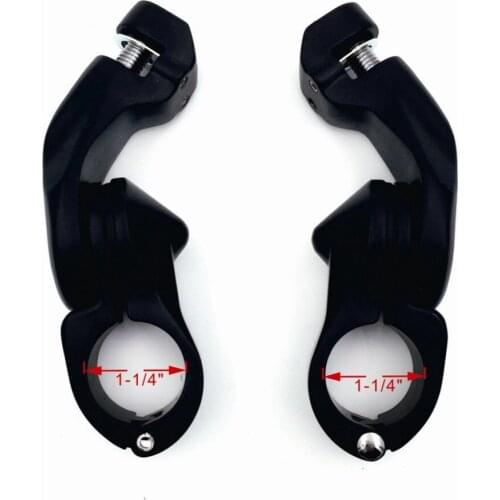 Black 2.5" Short Angled Adjustable Highway Foot Peg Mount Kit For 1.25" Engine Guard (Harley Road King/ Street Glide/ Fat Boy)