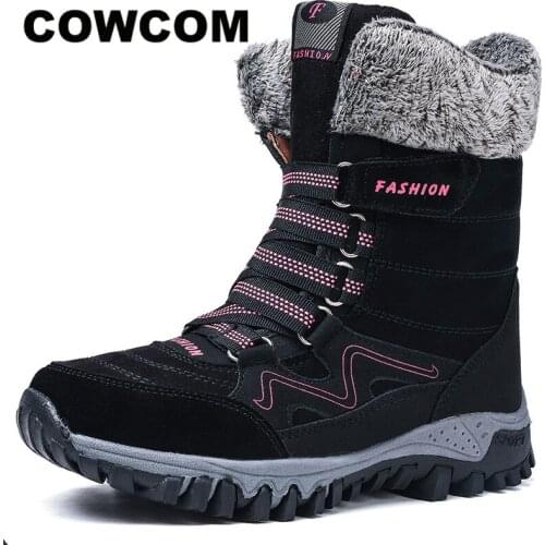 COWCOM 2020 Women Winter Boot Warm Mid Calf Boots Showed Up And Took Winter New High Plus Shoes LCH-QJ9961