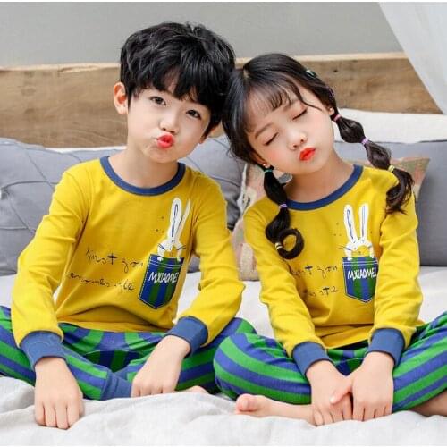 Childrens Underwear Suit Cotton Boy Girls Thermal Underwear Cotton Jersey Babys Big Boys Autumn Suits Tops +pant 3-12 Ages