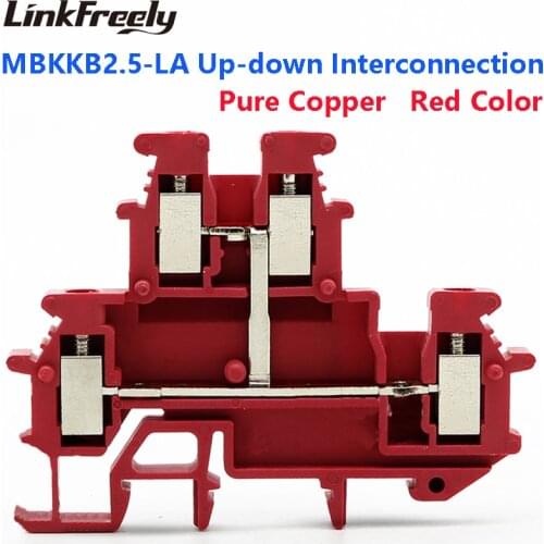 UKK2.5-LA MBKKB2.5-LA 100pcs Red Color UK Double Layer Wire Screw Terminal Connector 25A/500V Up-down Interconnected Terminals