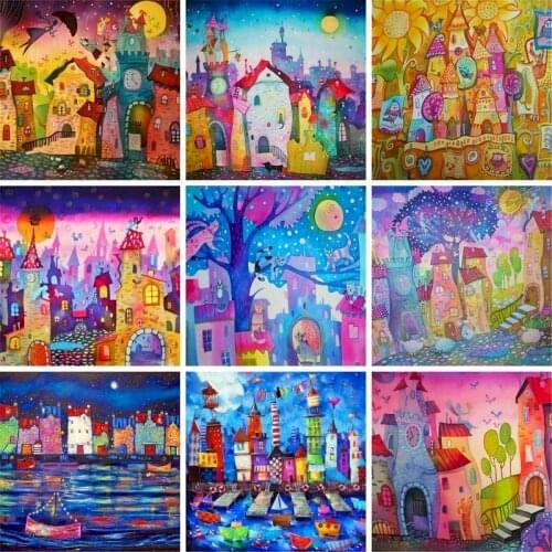 GATYZTORY Frame DIY Oil Painting By Numbers Kits Color house Landscape Acrylic Paint On Canvas Picture By Numbers For Home Decor