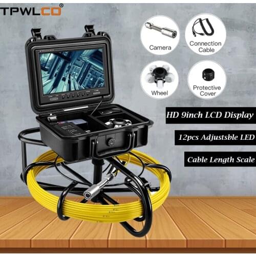 9inches 20m Fiberglass Cable IP68 Waterproof 23mm Camera Head Used For Video Pipe Inspection Camera System