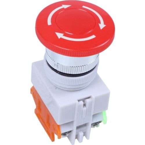 Red Mushroom Cap 1NO 1NC Emergency Stop Push Button Switch AC 660V 10A