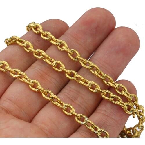 1 Meter Width 5mm Gold Stainless Steel Twist O ChainTextured Chunky Chains for Punk Rock Jewelry Making Supplies Wholesale Bulk