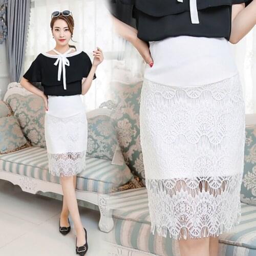 2019 Summer Maternity Skirt Lace Bottom Clothes For Pregnant Women Pregnancy Korean Dress 25% Off