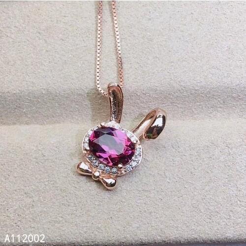 KJJEAXCMY fine jewelry natural garnet 925 sterling silver new women pendant necklace chain support test luxury hot selling