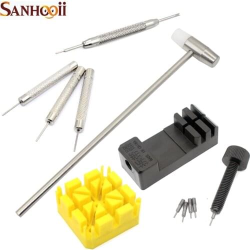 Gadgets Metal Watch Band Bracelet Link Remover Repair Tool Strap Holder Repairing Hand Tools Set Hammer Punch Pins Gadgets ZM56