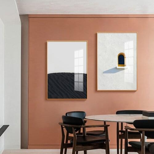 Minimalist Black and White Wall Art Silent Scenery Poster and Print Window Field Man Picture Nordic Canvas Painting Home Decor