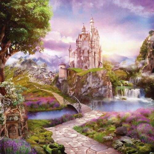 JMINE Div 5D Castle River Bridge Mountain Full Diamond Painting cross stitch kits art Scenic 3D paint by diamonds