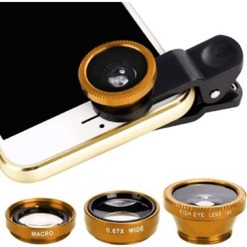 3-in-1 Multifunctional Phone Lens Kit Fish Lens+Macro Lens + Wide Angle Lens Transform Phone Into Professional Camera