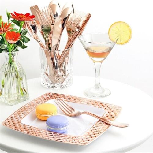 Five-piece Plate Knife Fork Spoon Disposable Tableware Set Wedding Dining Room Dinner Birthday Disposable Plastic Tableware