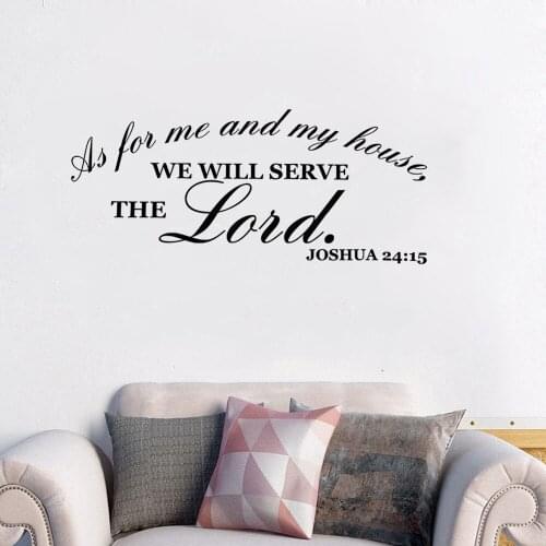 Joshua 24:15 Christian Quote Wall Decal Home Decor We Will Serve The Lord Quote Wall Sticker Vinyl Bible Verse Poster WL620