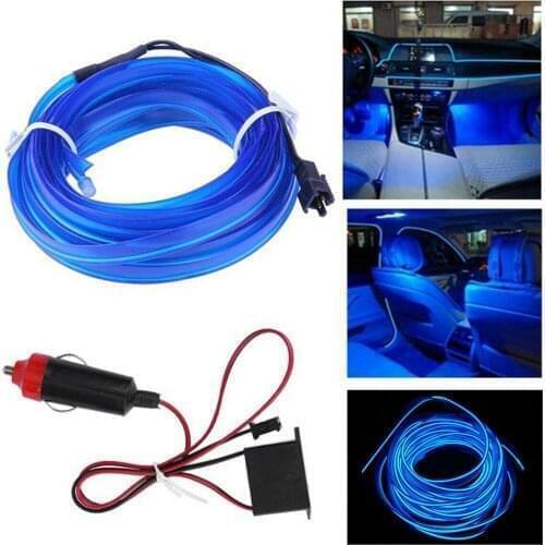 2M Car Interior Lighting Neon Light Garland Wire EL Wire Rope Tube Ambient LED Strip Decoration flexible Tube 2 Colors Auto Led