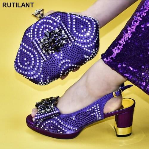 Latest Italy Shoes with Matching Bags Italy High Heels Women Wedding Shoes African Wedding Italian Shoe and Bag Sets Decorate