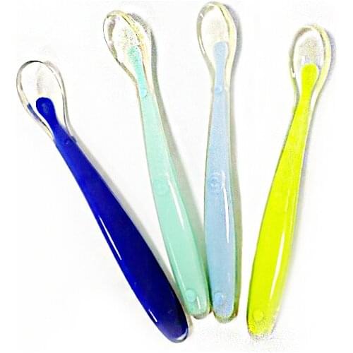 New arrival FDA Soft Silicone baby feeding spoon, silicone spoon for baby- 4 pcs per set