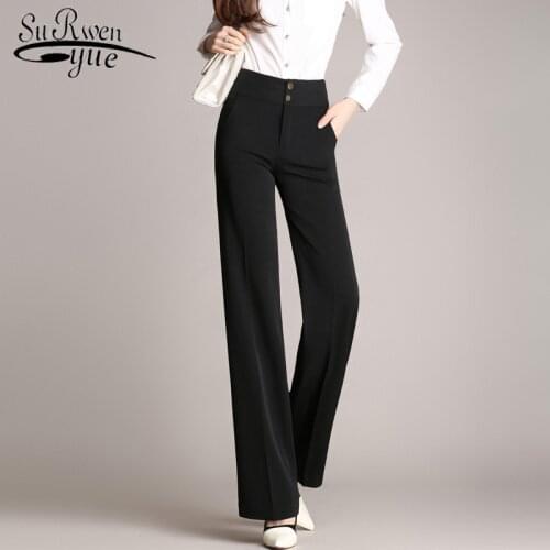 New Casual Pants High Waist Wide Leg Pants Loose Long Trousers Elegant Lady Vintage Office Suit Pants Pantalon Women 7360 50
