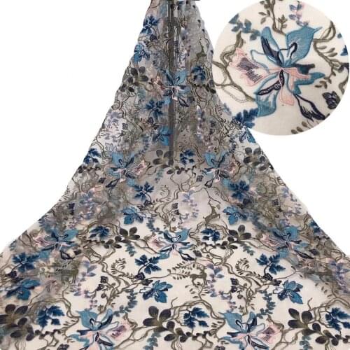 New exquisite multi-color flat embroidered tulle high quality embroidery, comfortable fabric, suitable for fashionable ladies' s