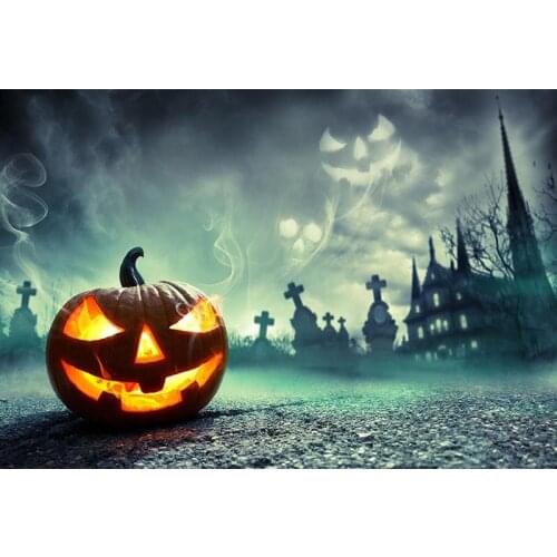 Custom Photography Backdrops Props Halloween day Wooden Floor Moon Pumpkin theme Photo Studio Background HA-244