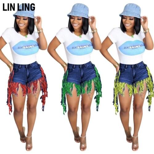 Summer Popular Edging Baggy Jeans Street Simple Denim Pocket Hot Jean Shorts Women