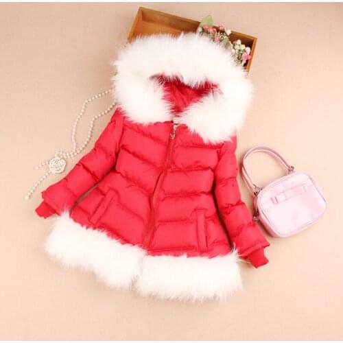 2019 Girls Winter Coat Children Clothing Fashion Fur Collar Hooded Down Cotton Jacket Kids Clothes Thick Winter Jacket Age 2-16T