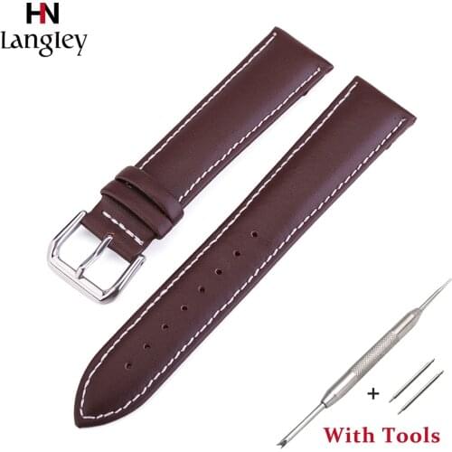 12mm/14mm/16mm/18mm/19mm/20mm/22mm/24mm Watchbands Genuine Leather Cow Black Brown Straps Wristband With Tool Watch Accessories