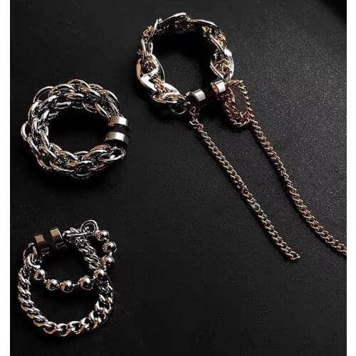 Metal Chain Magnetic Earrings Punk No Piercing Simple Ear Bone Clip Earrings Chain Link Tassel Ear Jewelry Accessories Gift