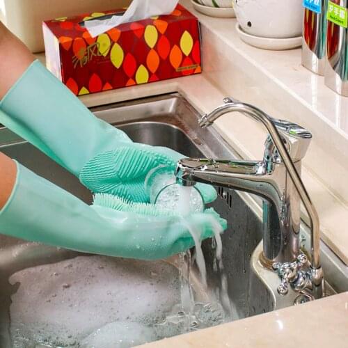 WORKPRO Silicone Kitchen Gloves Household Gloves Multi Purpose Durable Convenient Scrub Brush Cleaning Tools For Dishes And Car
