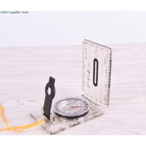 Folding Compass Multifunctional Outdoor Hiking Camping Baseplate Compass Travel Baseplate Ruler Compass Map Ruler