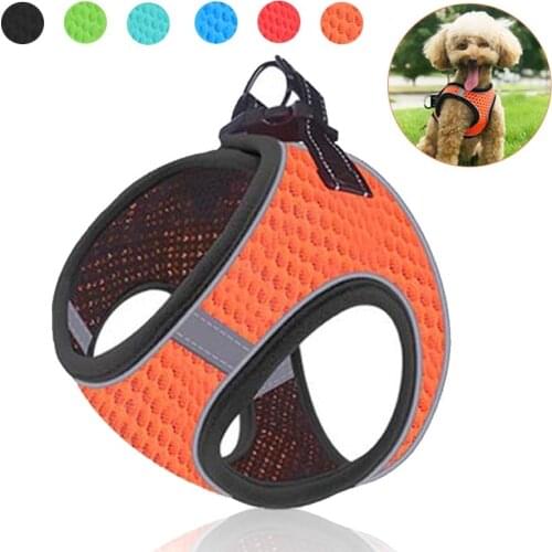 Reflective Pet Dog Harness Vest Adjustable Breathable Mesh Walking Harnesses No Pull For Small Medium Dog Cats Puppy Safety Vest