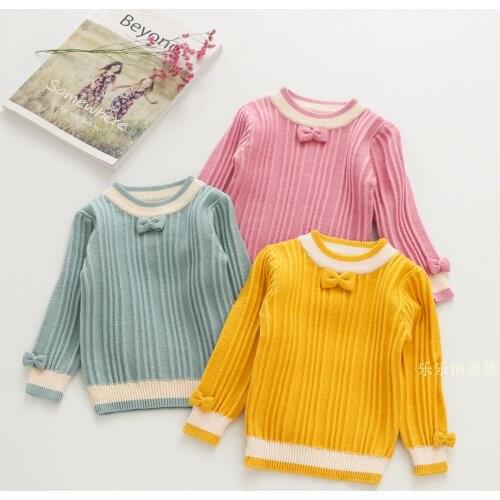 Girls Sweaters Baby Girl Clothes Autumn Winter Cotton Warm Pullovers Tops Kids Knitting Sweaters Bow Tie Cute Baby Cardigan 1-6Y