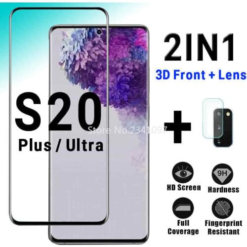 2in1 3D screen tempered glass for samsung galaxy S20 S21 ultra S 21 Plus 5G protector Note 20 Ultra camera lens protective film