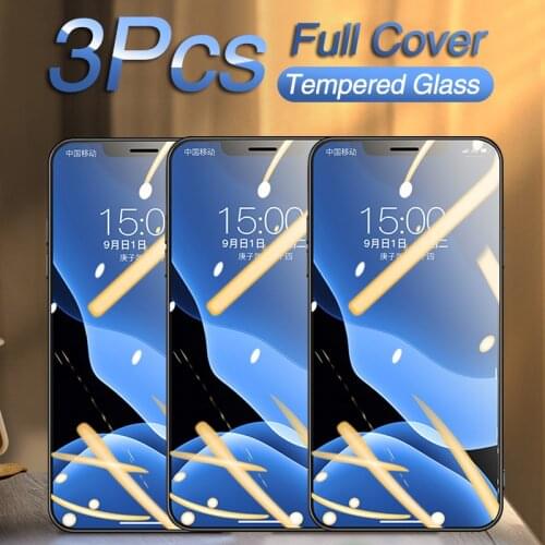 1-3PCS Transparent Full Cover Screen Protector Tempered Film Glass For iPhone 11 12 Pro Max XS X XR 7 8 6 6s Plus SE 2020 12Mini