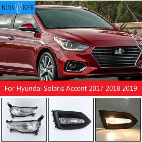 1 Pair Car DRL Lamp Waterproof LED Daytime Running Light Fog lamp cover For Hyundai Solaris Accent 2017 2018 2019