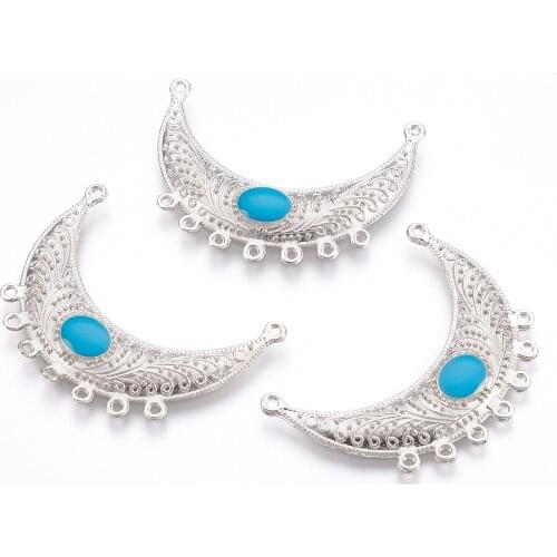 10 Pc Alloy Enamel Moon Links Chandelier Components Connectors Pendant For Jewelry Making Necklace Bracelet Accessories Hole:2mm