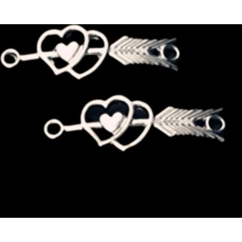 10pcs Silver Plated Love at First Glance Charm Double Hearts Jewelry Pendant Fit Couple Bracelet Necklace Crafts Making 39*13mm