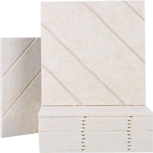 New 12 Pack 3D Acoustic Panels,12X12X0.4 Inch Line Soundproof Padding Decorative Wall Tiles, for Acoustic Treatment Studio