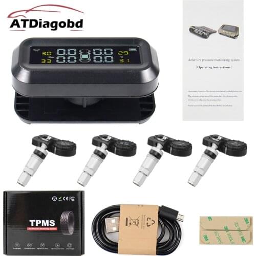 2021 New TPMS Car Tire Pressure Monitor System Automatic Brightness Control Solar Power Adjustable LCD screen Wireless 4 tire