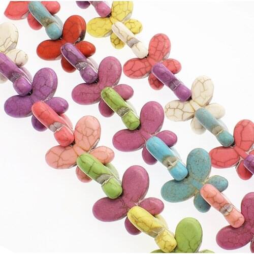 20x25mm Colored Butterfly Shape Turquoise Beads Natural Stone Loose Beads Strand Wings Jewelry DIY Necklace Bracelet Accessories