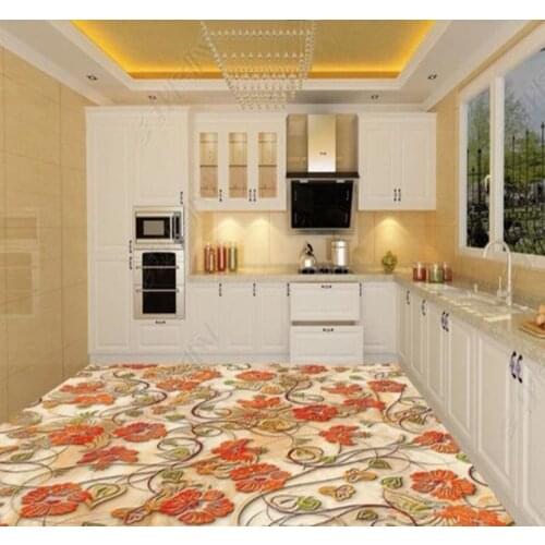 Chrysanthemum Flower texture 3D Floor Painting kitchen living room the mall PVC Self-Adhesive Waterproof Floor Wallpaper 3D