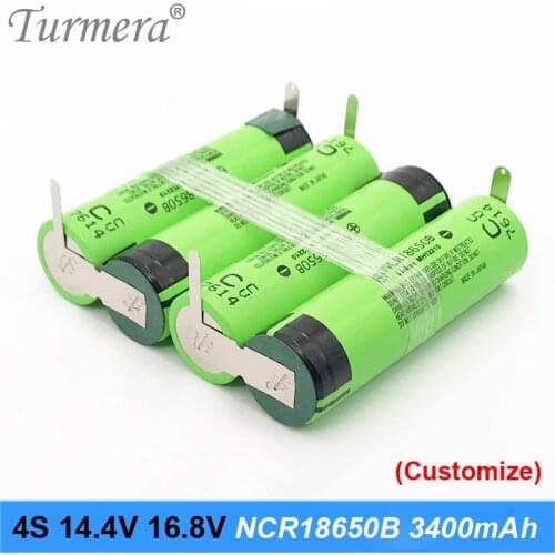 4s battery 18650 pack ncr18650b 3400mah 16.8v 14.4v welding solder battery for screwdriver tools battery customized battery